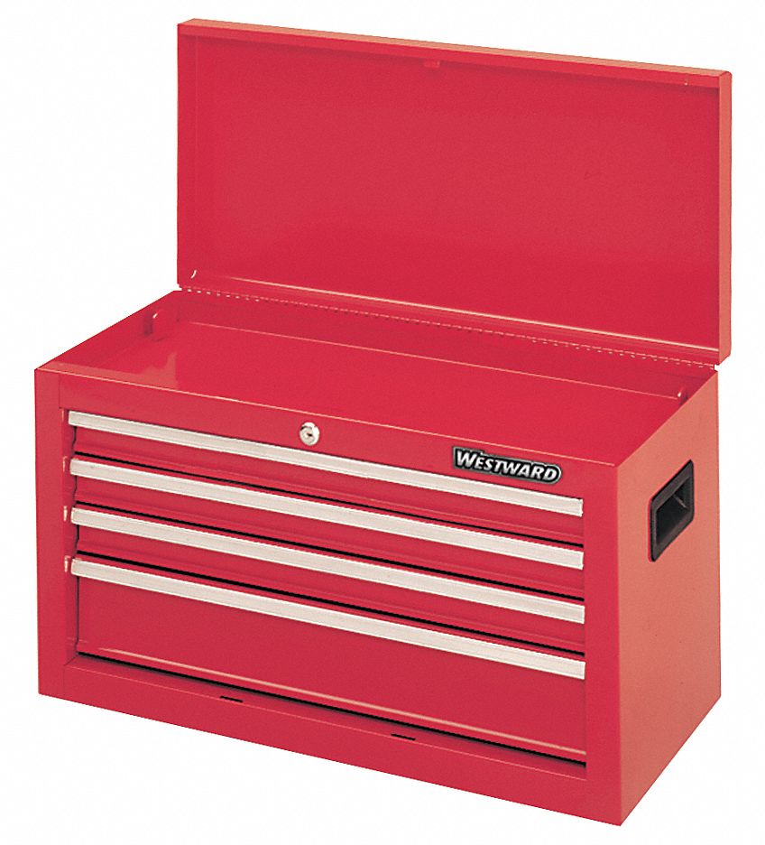 Tool Chest, 4 Drawer, 26 In, Red