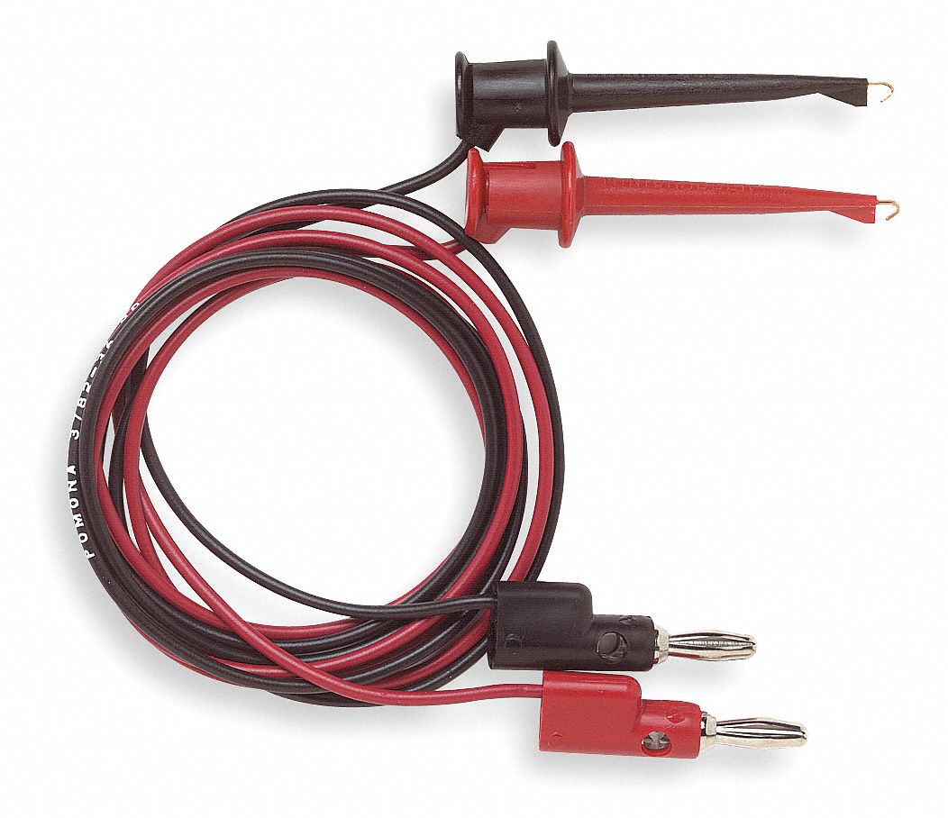 Mini Hook Test Leads, 24 In. L, Black/Red