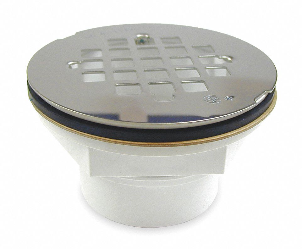 Shower Drain, Solvent Weld, PVC, SS Grid
