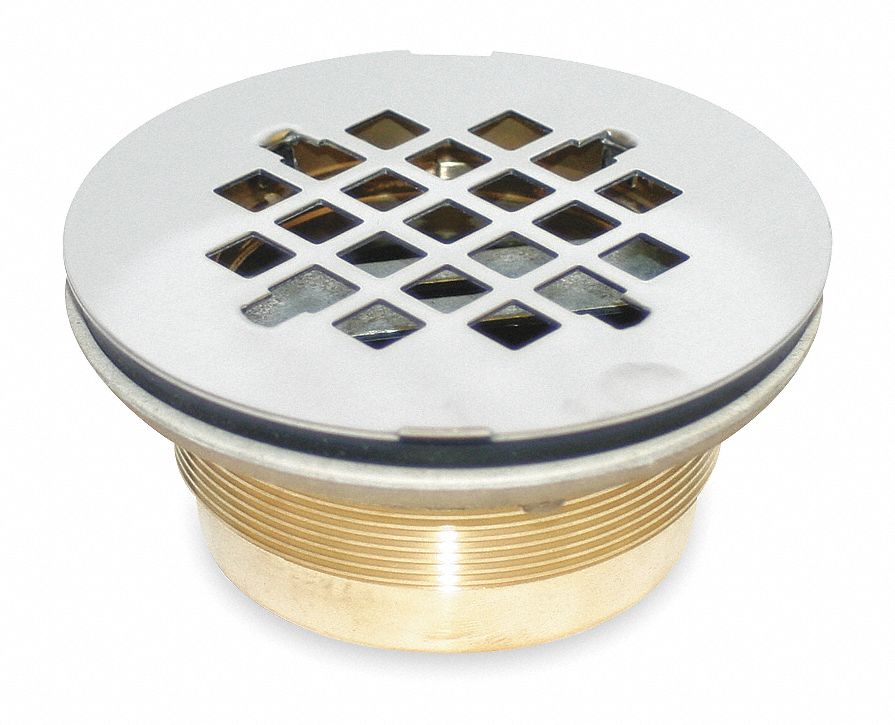 Shower Drain, Compression, Brass, SS Grid