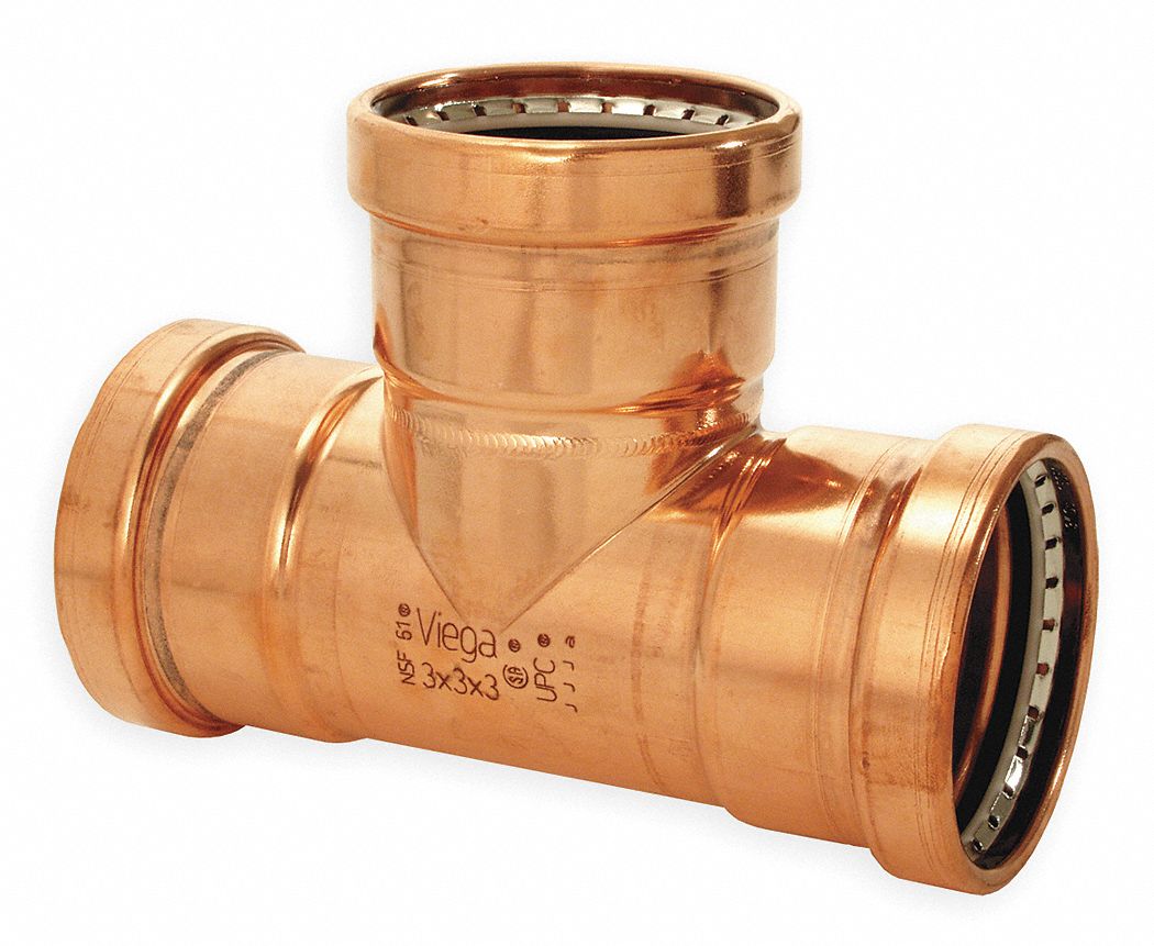 Tee, 4 x 4 x 2 In, Copper, 200 PSI