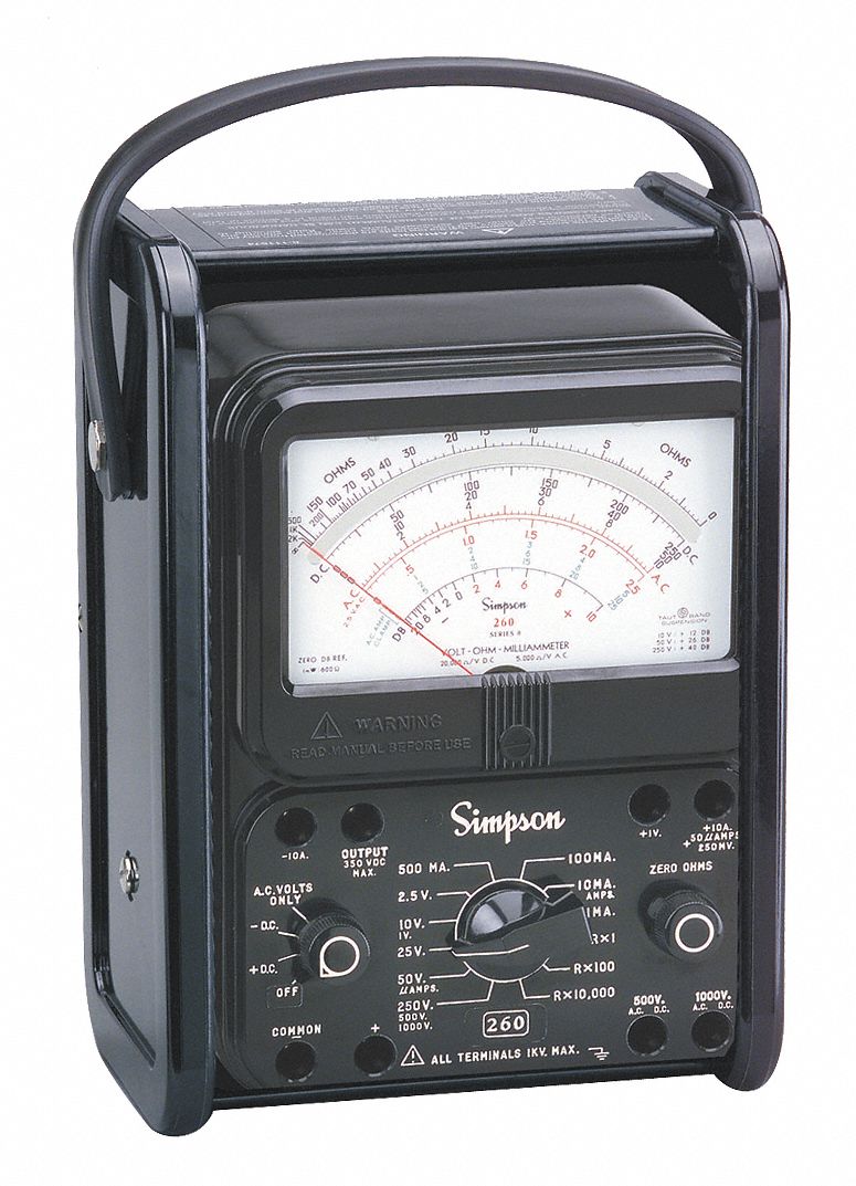 Analog Multimeter, 1000V, 10A, 20M Ohms