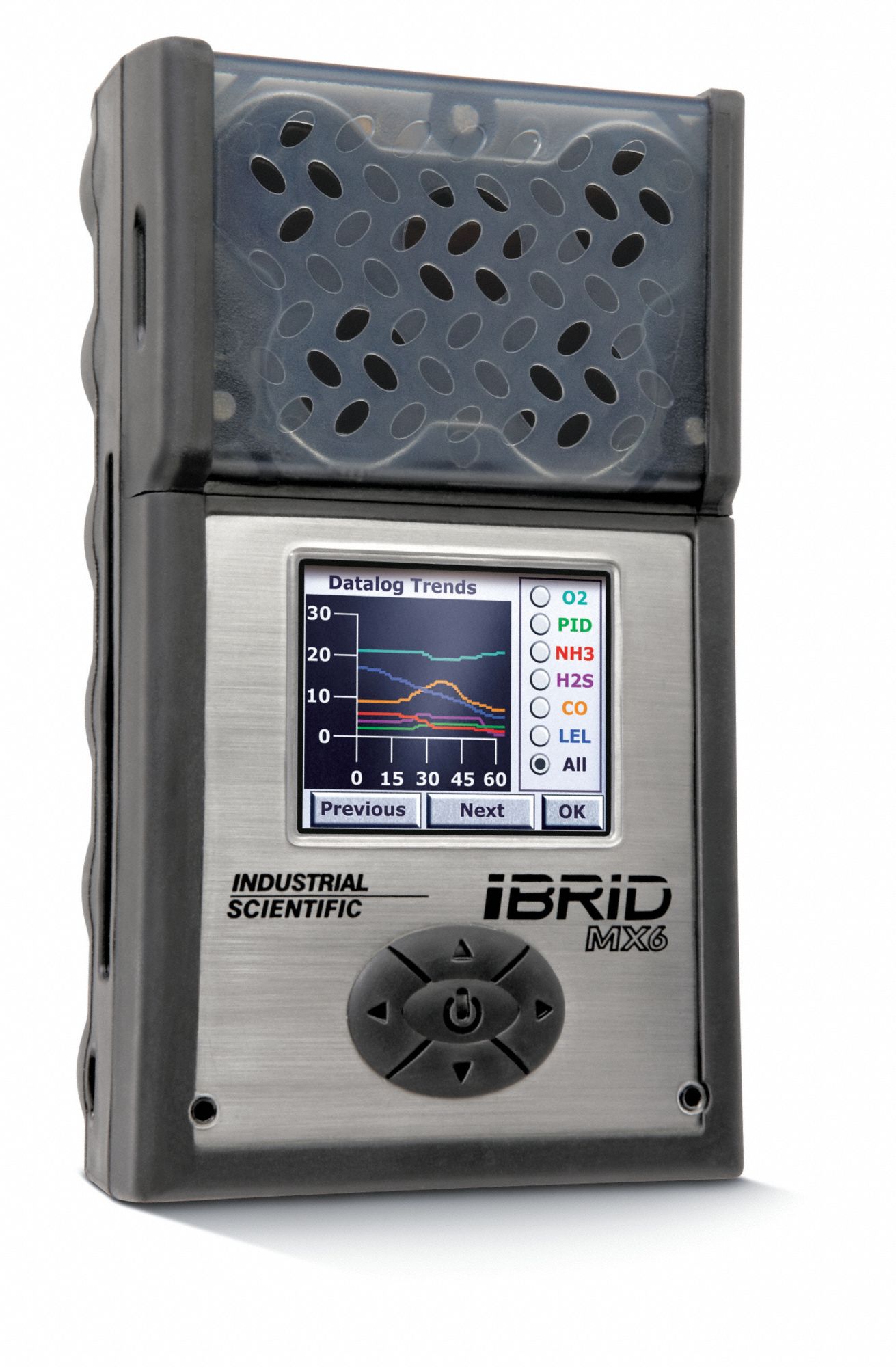 Multi-Gas Detector, 5 Gas, -4 to 131F, LCD