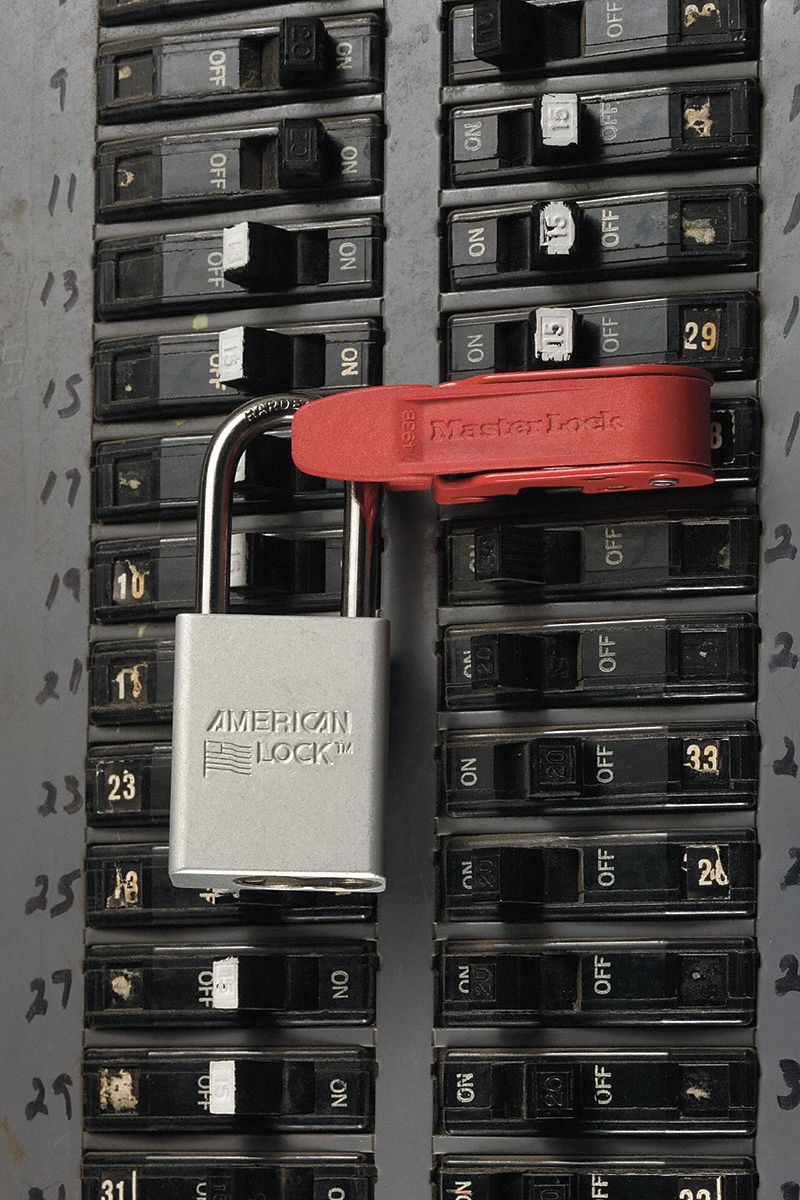 Circuit Breaker Lockout, Red, Steel, Red