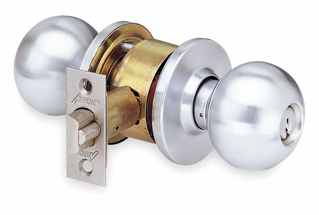 Knob Lockset, Entrance, 2 3/4 In Backset