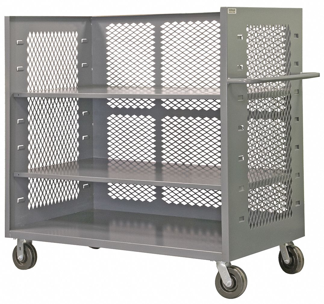 Stock Cart With 3-Sides, 30 In. L, Gray