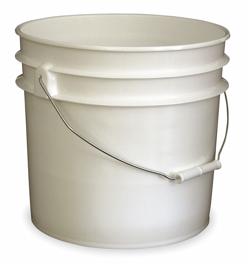 Plastic Pail, White, Cap 3.5 Gal, w/Handle