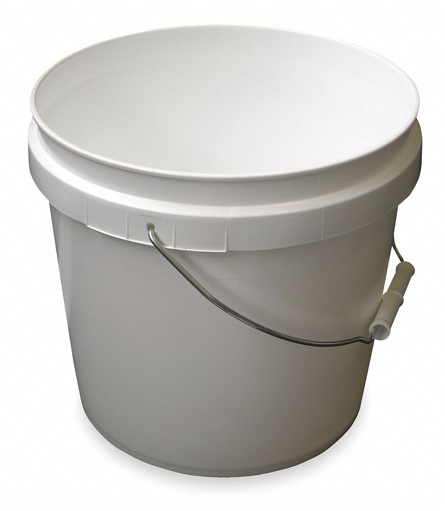 Plastic Pail, White, Cap 2 Gal, With Handle
