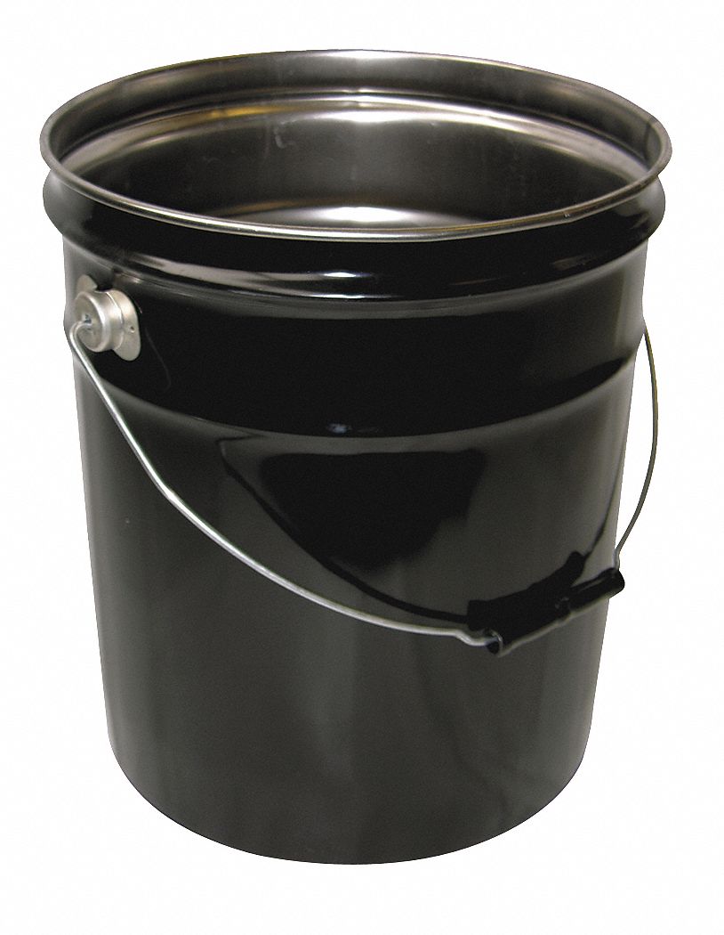 Steel Pail, Black, Cap 5 Gal, With Lining