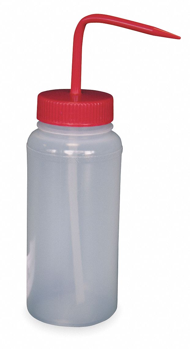Wash Bottle, Wide, Red, Polypropylene