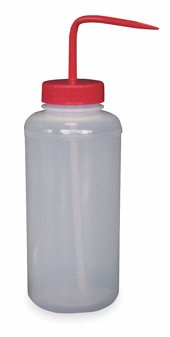 Wash Bottle, Wide, Red, Polypropylene