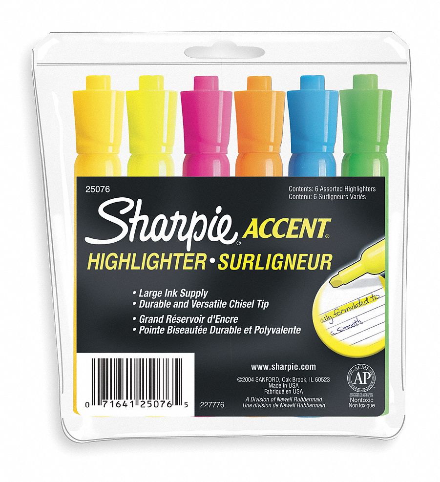 Highlighter, Tank, Assort Color, PK6