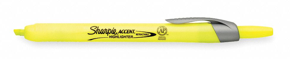 Highlighter, Retract, Yellow, PK12