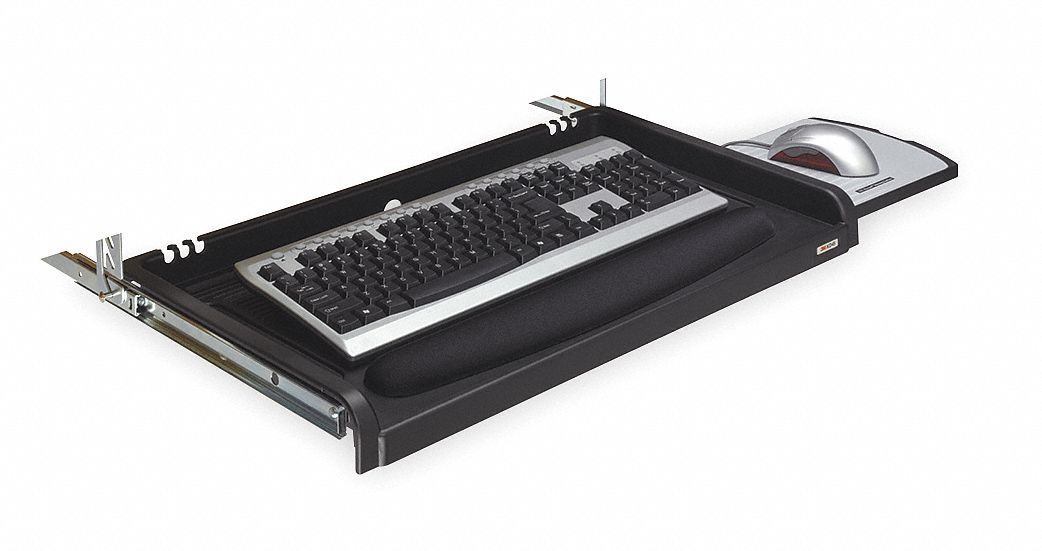 Under-Desk Keyboard Drawer, 3-1/2in, Blk