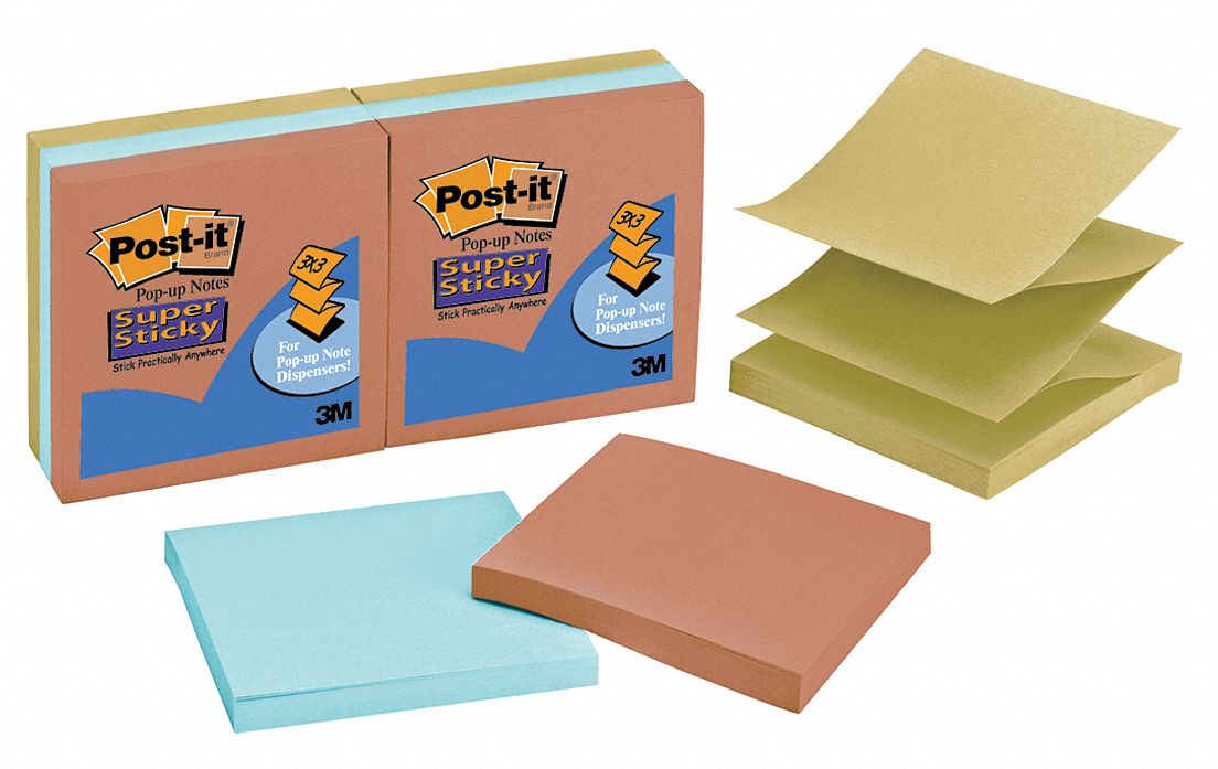 Sticky Notes, 3 x 3 In., Assorted, PK6