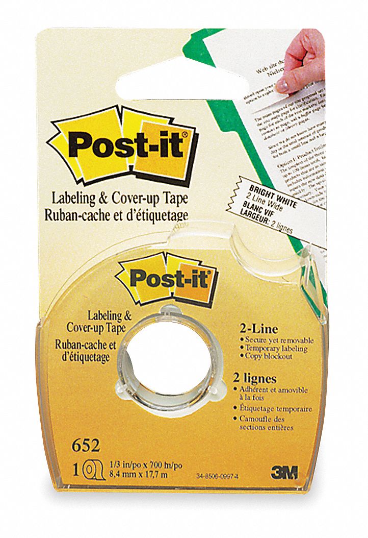 Labeling and Cover-Up Tape, Width 1/3 In