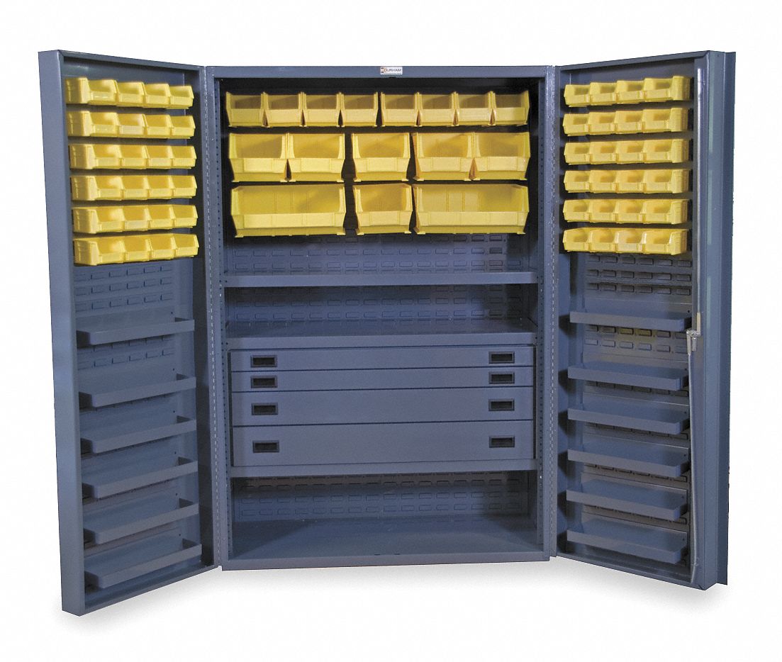 Bin & Drawer Cabinet, Assembled, 72 Bins