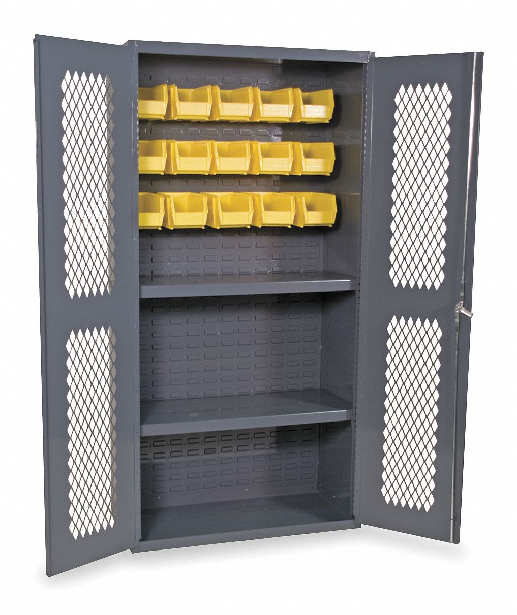 Storage Cabinet, Welded, Gray