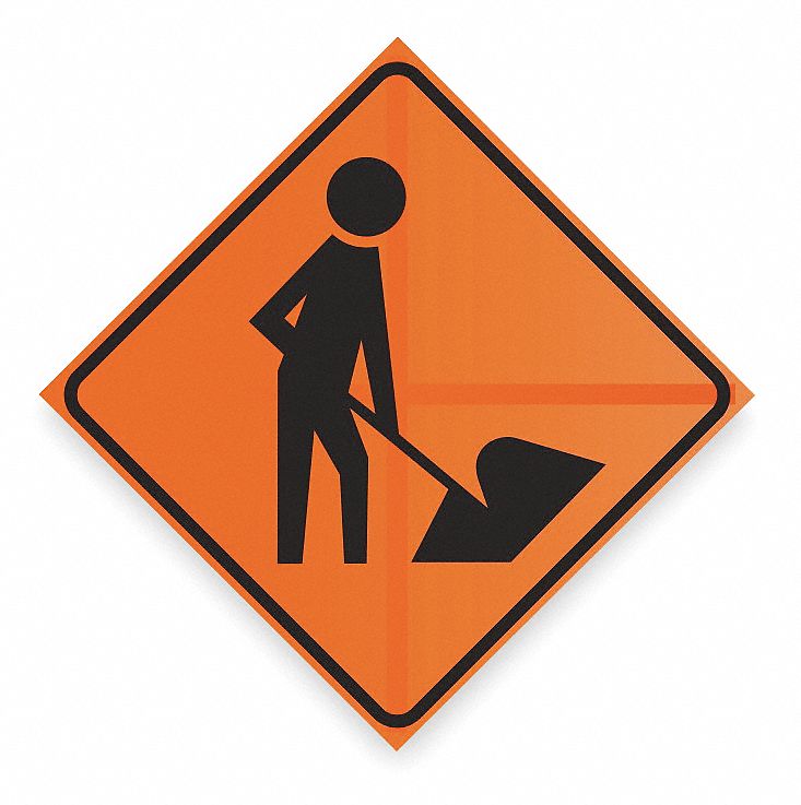 Traffic Sign, 36 x 36In, BK/ORN, SYM, MUTCD