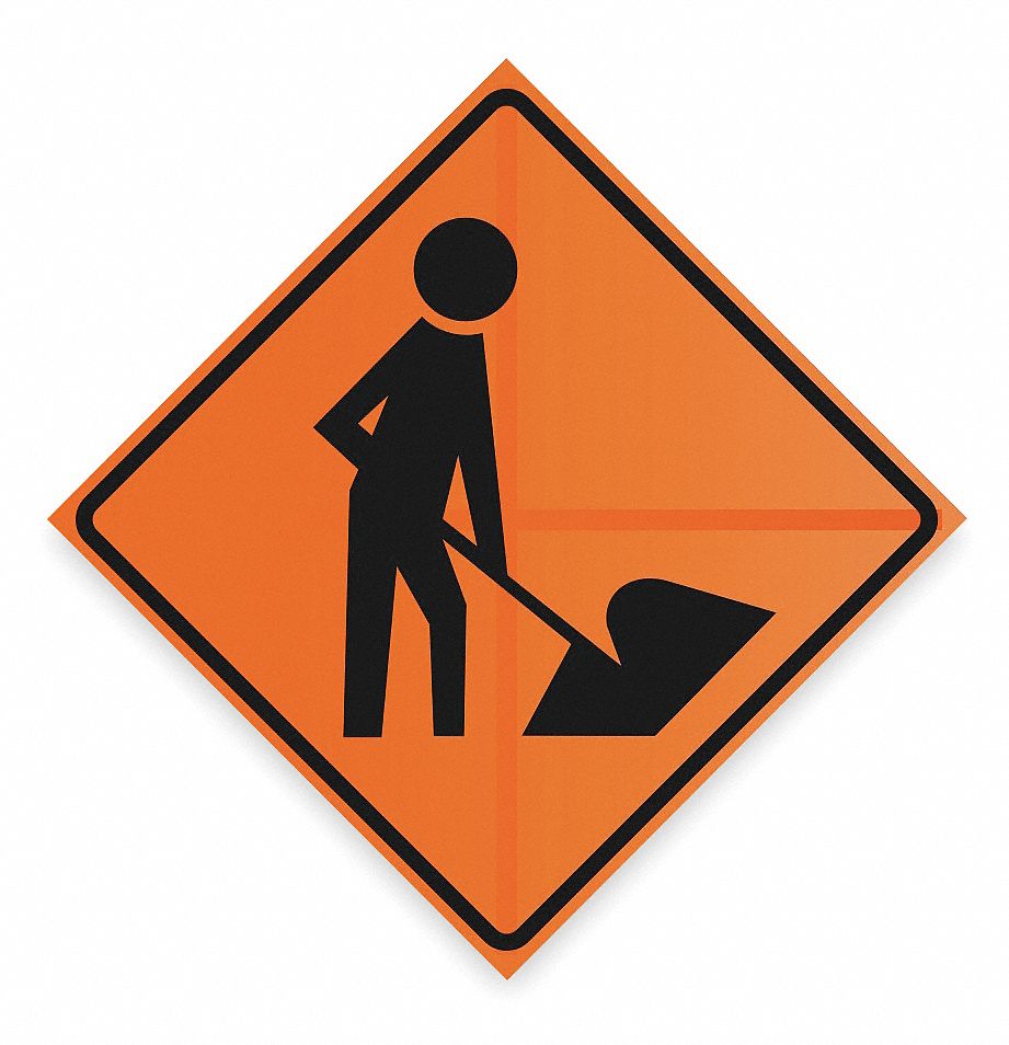 Traffic Sign, 48 x 48In, BK/ORN, SYM, MUTCD