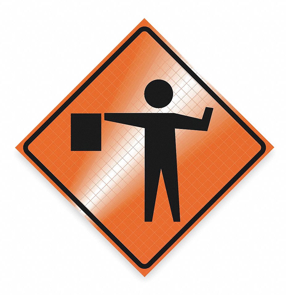 Traffic Sign, 48 x 48In, BK/ORN, SYM, MUTCD