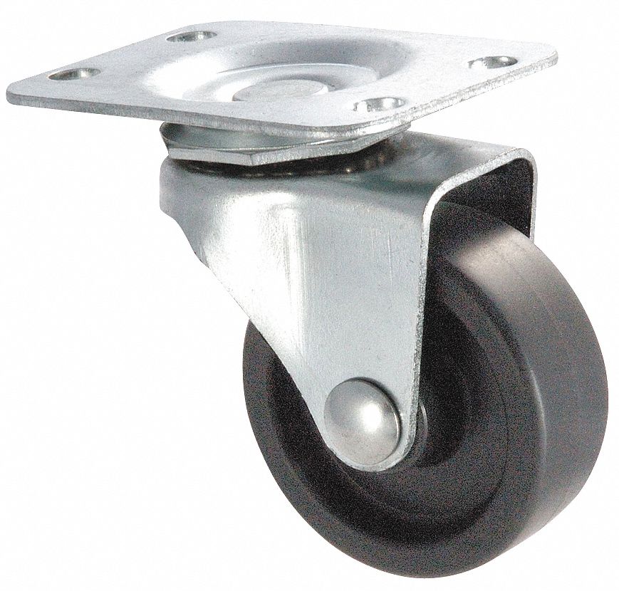Swivel Plate Caster, 100 lb, 2 In Dia