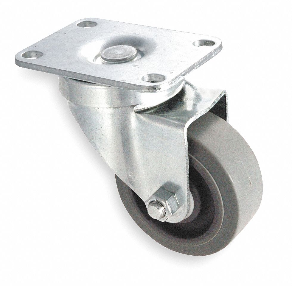 Swivel Plate Caster, 200 lb, 3 In Dia