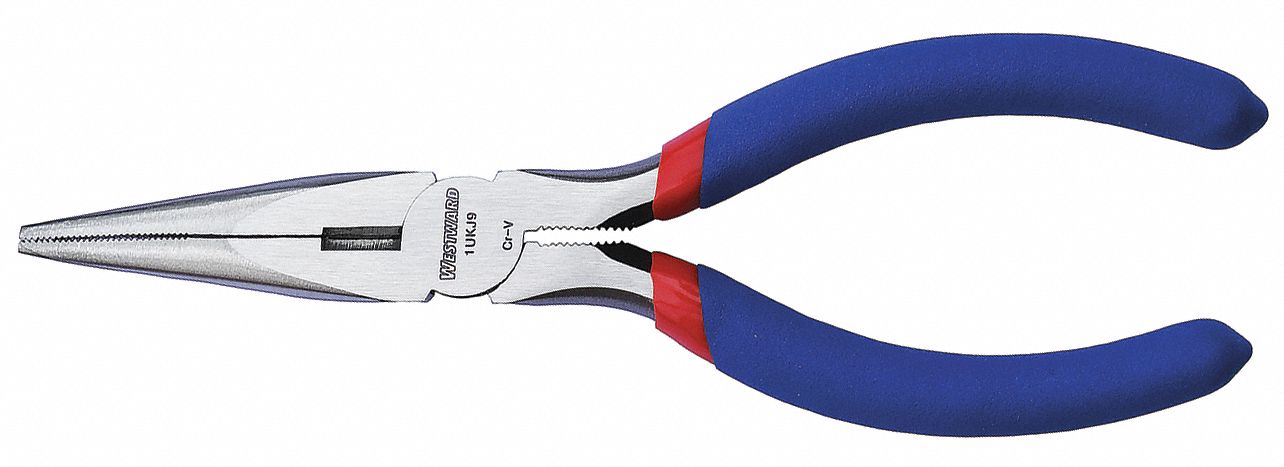 Long Nose Plier, 6 3/8 In L, Dipped Grip