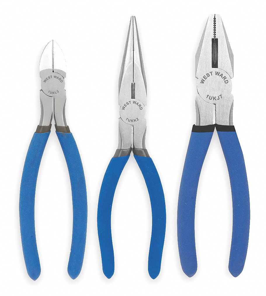 Plier Set, Dipped Grip, American Nose, 3 PC