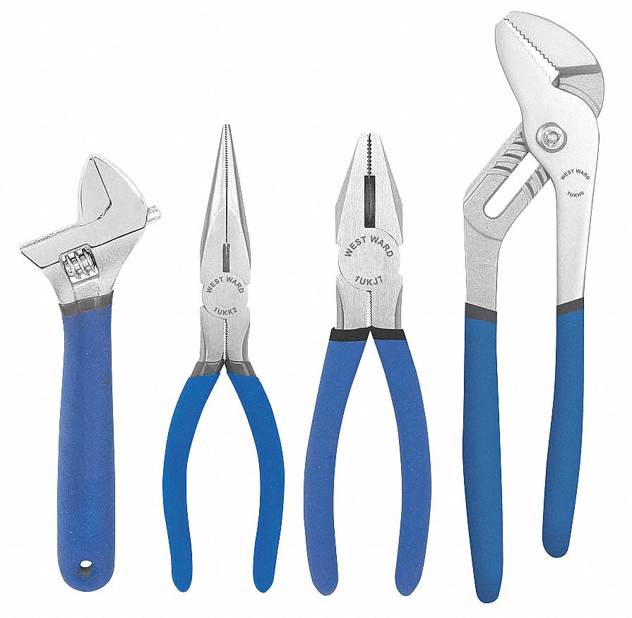 Plier Set, Dipped Grip, American Nose, 4 PC