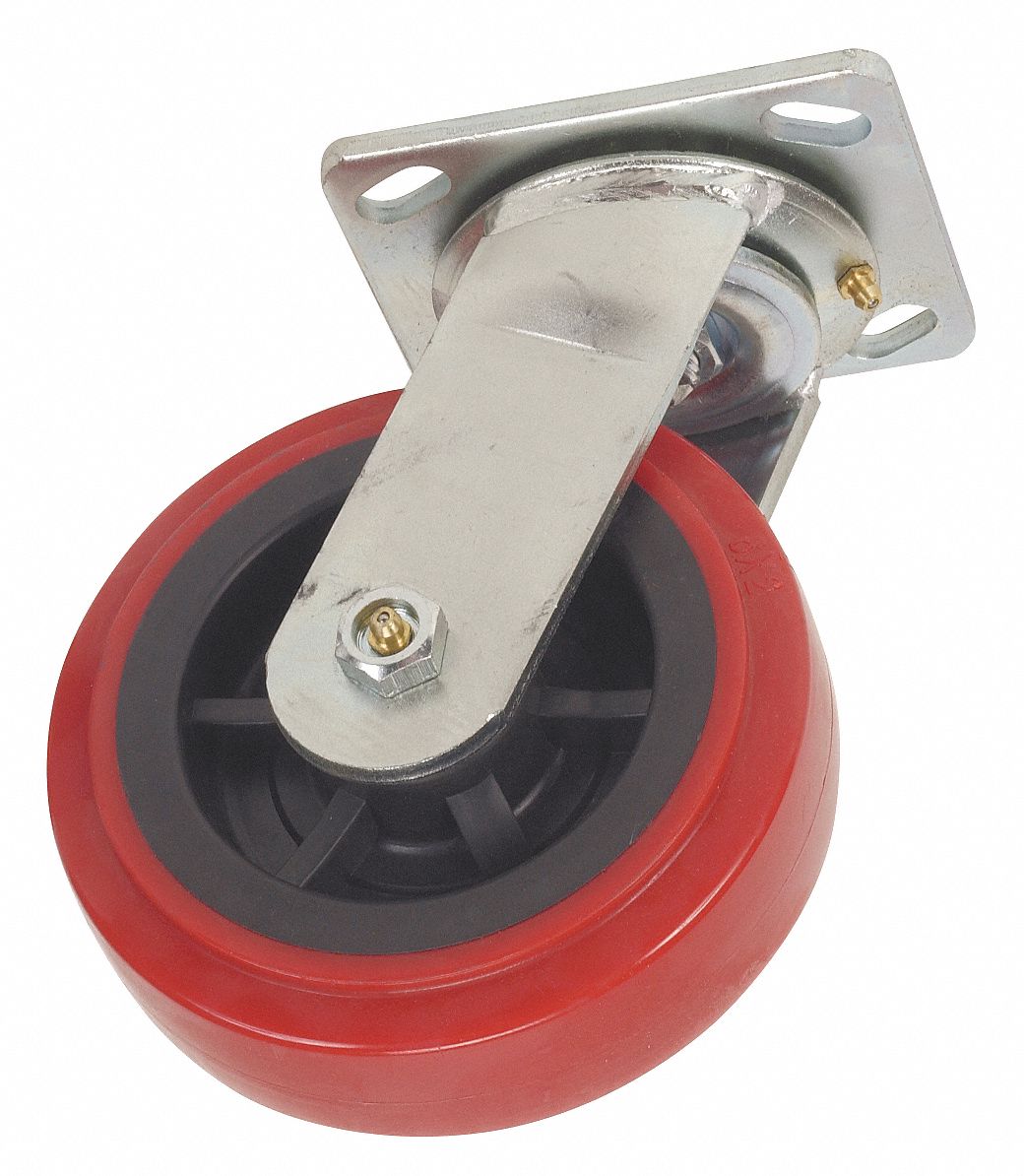 Swivel Plate Caster, 750 lb, 5 In Dia
