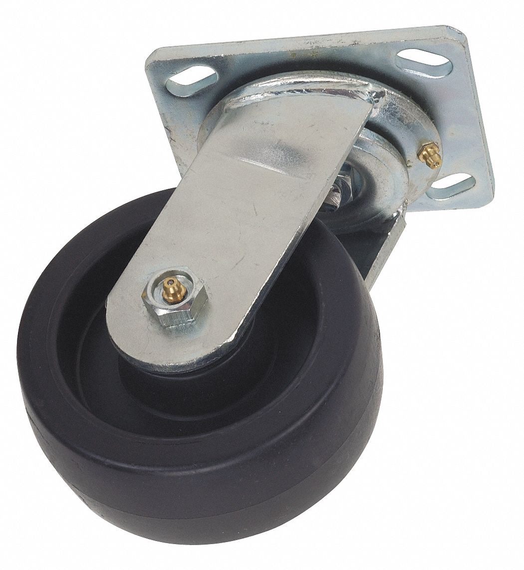 Swivel Plate Caster, 800 lb, 5 In Dia