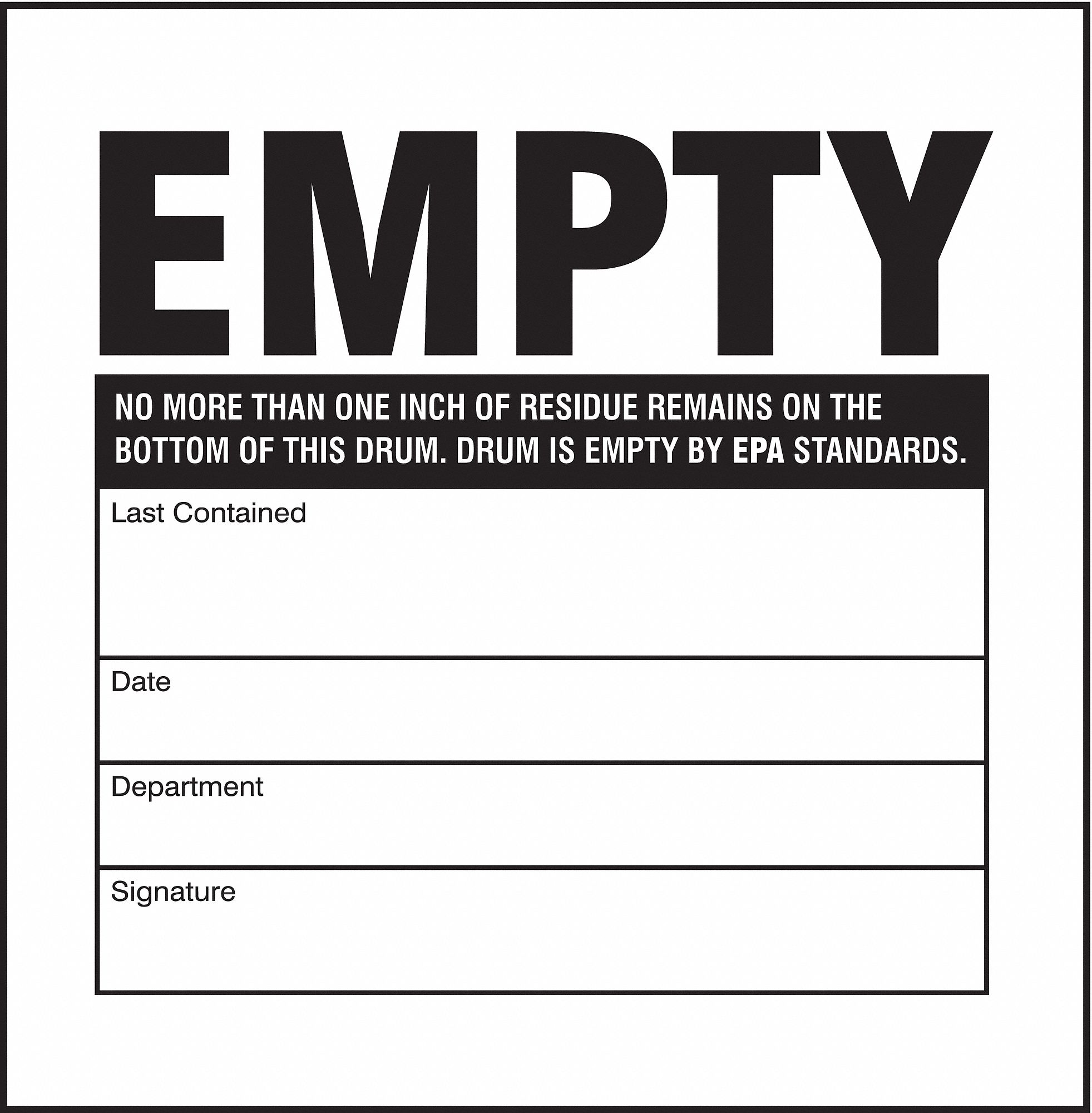 Drum Label, 6 In. H, 6 In. W, PK 100