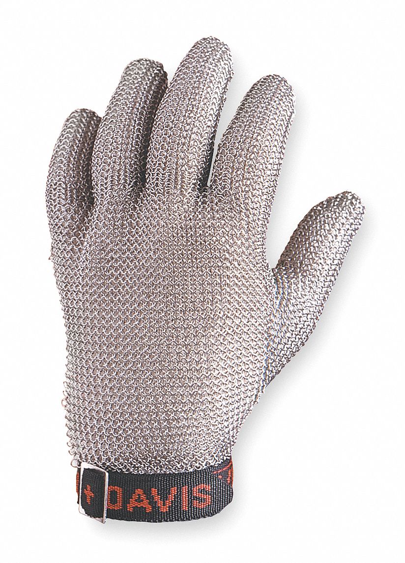 Cut Resistant Glove, Silver, Reversible, S