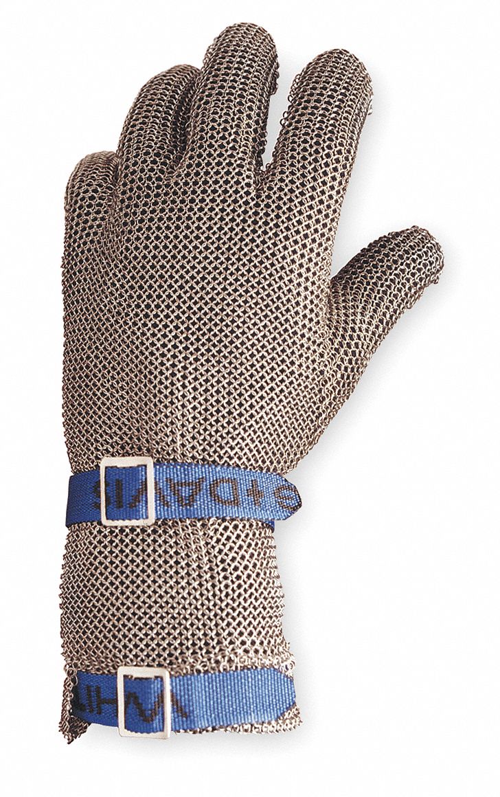 Cut Resistant Glove, Silver, Reversible, S