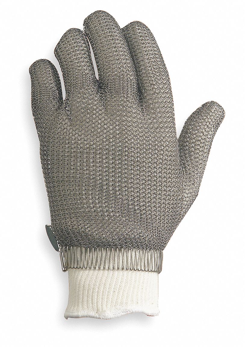 Cut Resistant Glove, Silver, Reversible, S