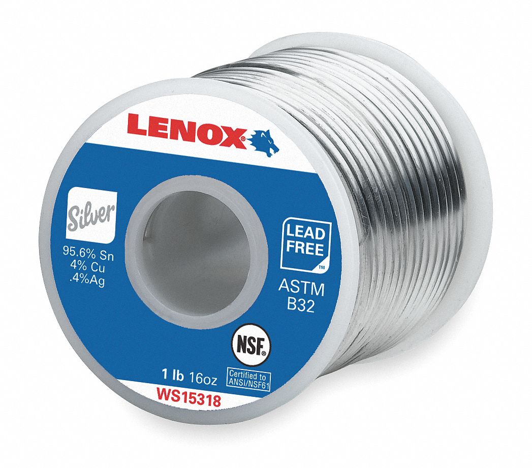 Plumbing Solder, Dia 0.118 In, 1lb