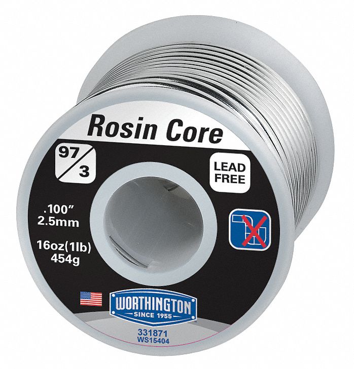 Lead Free Solder, Dia 0.100 In, 1lb