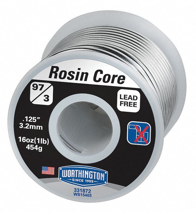 Lead Free Solder, Dia 0.125 In, 1lb