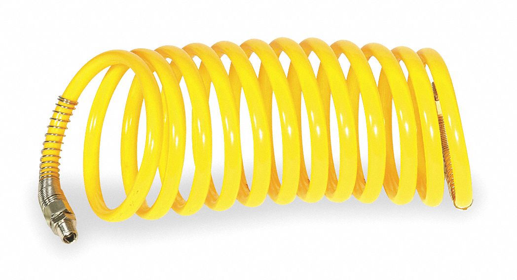 Coiled Air Hose, 3/8 In ID x 12 Ft, Nylon
