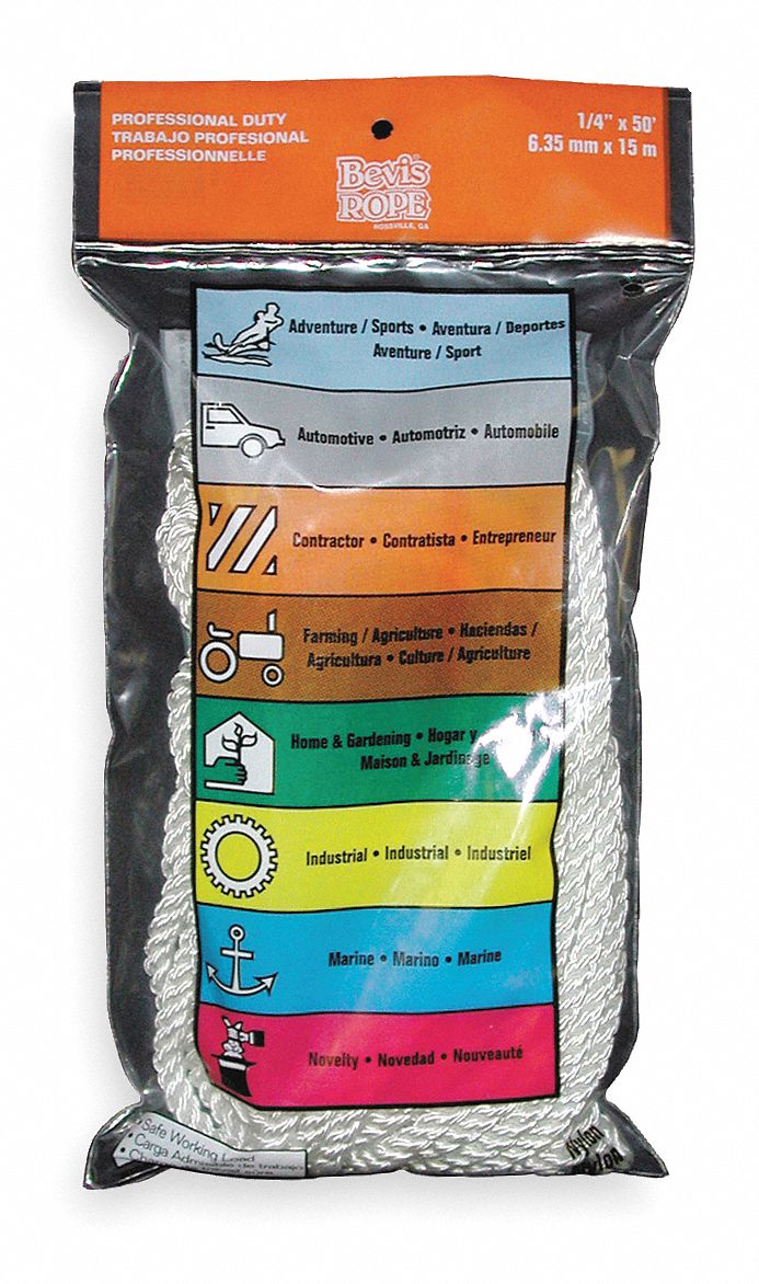 Rope, Nylon, Twisted, 1/2 In. dia., 50 ft. L