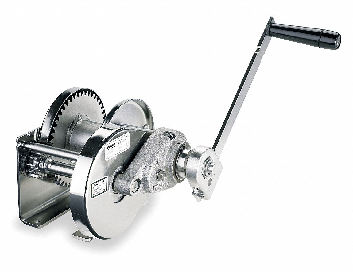 Hand Winch, Spur Gear, w/Brake, 1000 lb.