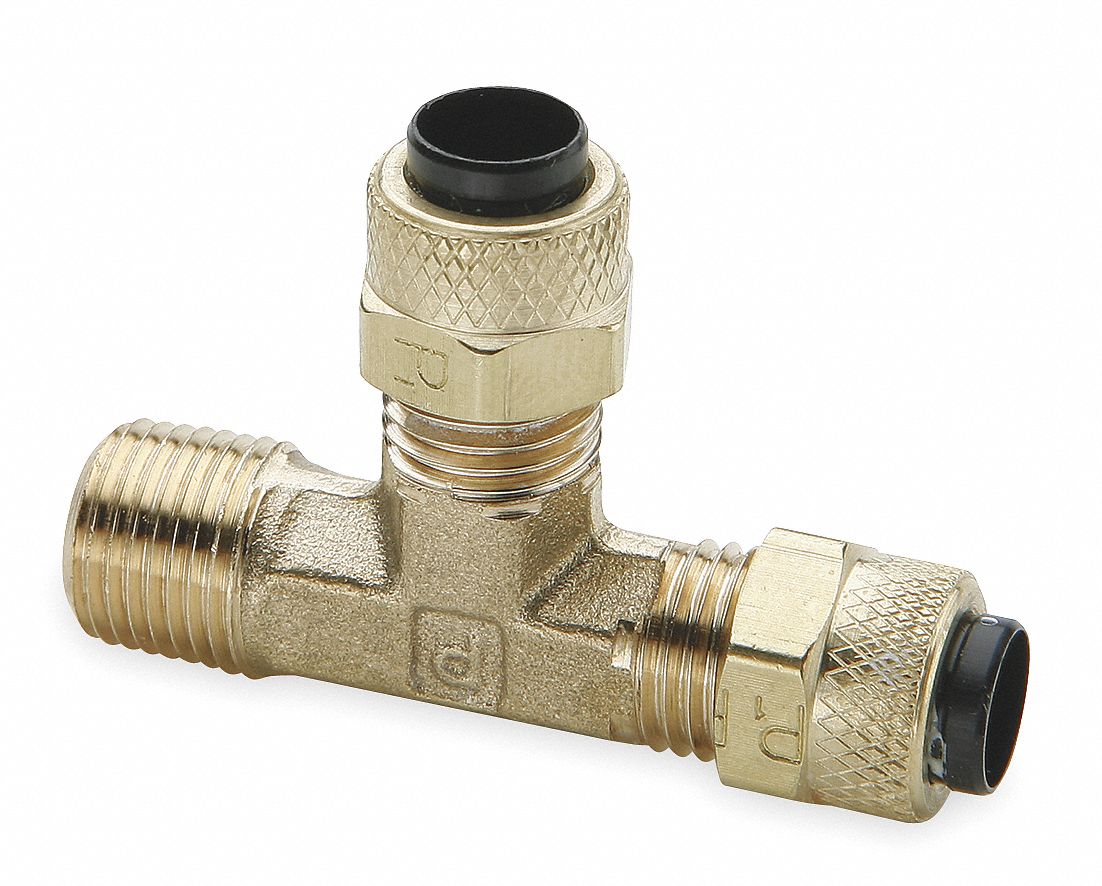 Male Run Tee 5/16 OD x 1/8 NPT, PK25