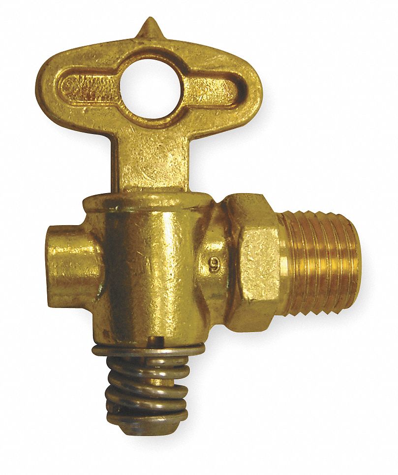 Drain Cock, Brass, MNPT, Size 1/4 In.