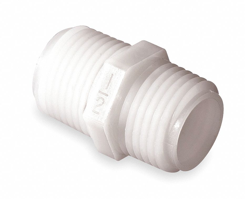 Nipple, Threaded, 3/4 In NPT, Nylon, PK 10