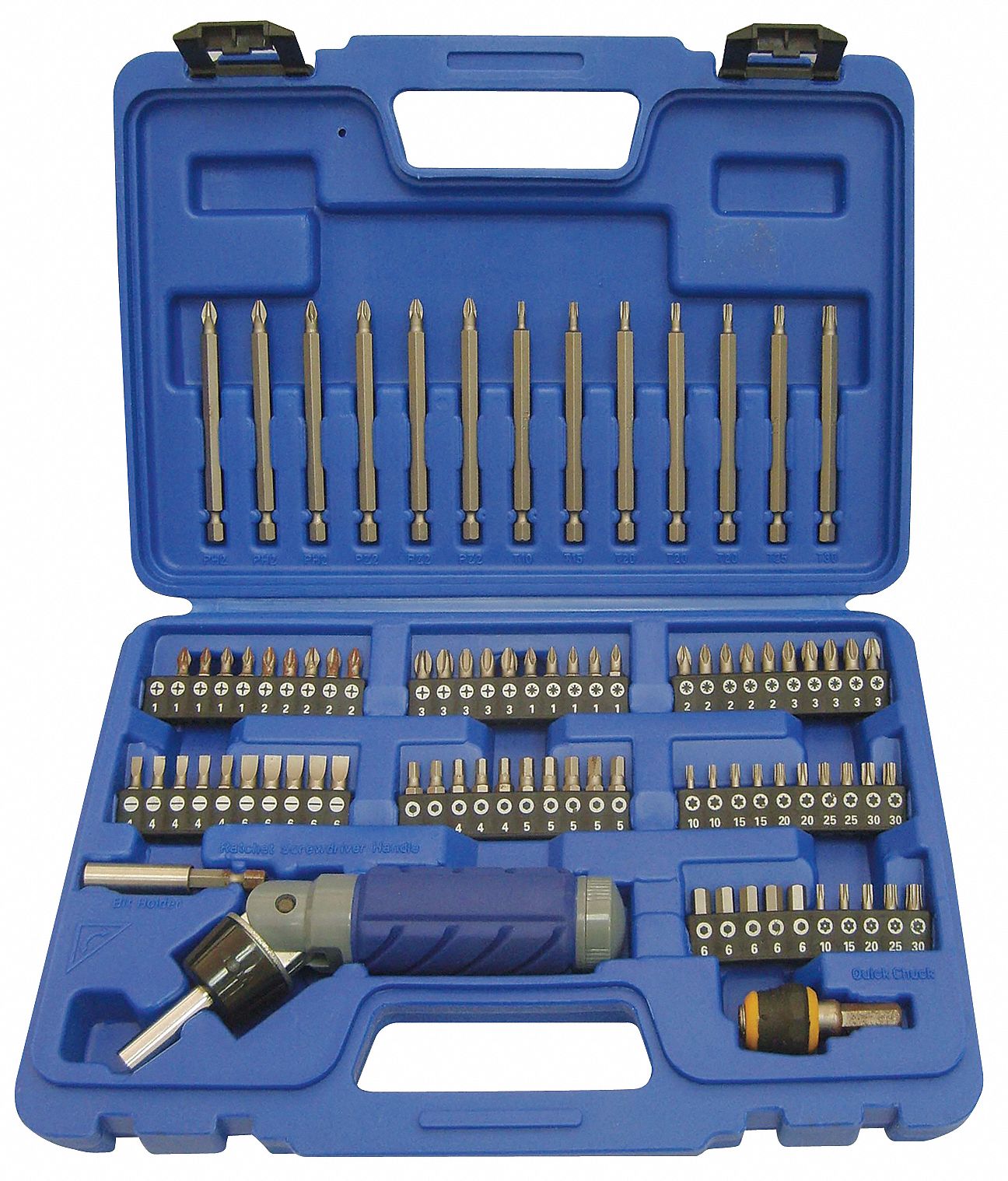 Screwdriver Bit Set, 1/4 Hex Dr, 86 Pc