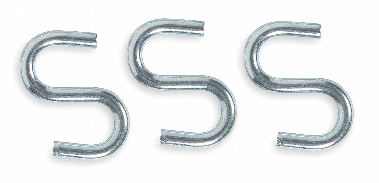 S Hook, Steel, Hook Opening 2/3 In, PK 20