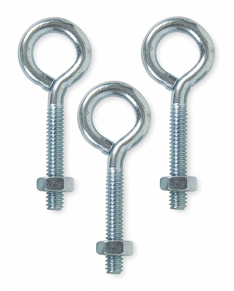 Eye Bolt, Steel, Length 2 1/2 In, PK 20