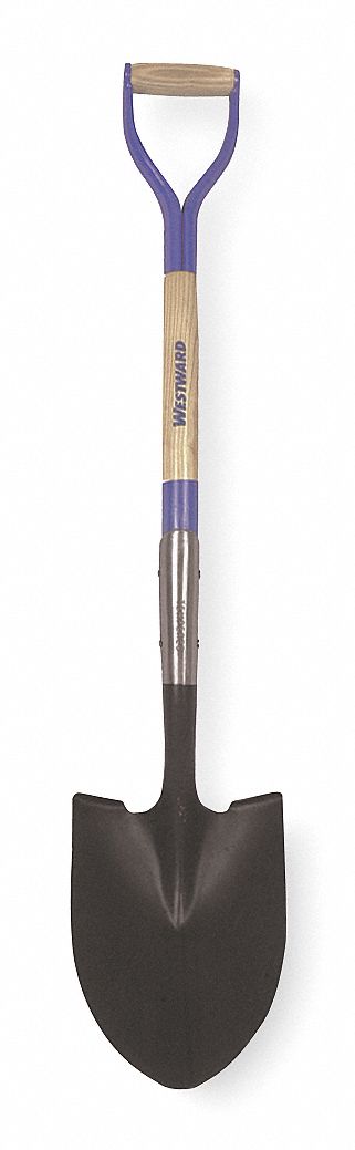 Round Point Shovel, 30 In. Handle, 14 ga.