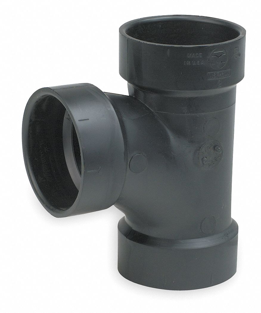 Sanitary Tee, 1 1/2 In, ABS, Hub, 180 Deg F